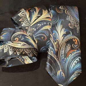 Black Paisley Menswear Necktie Tie Neckwear Baroque Couture Formal Office Party
